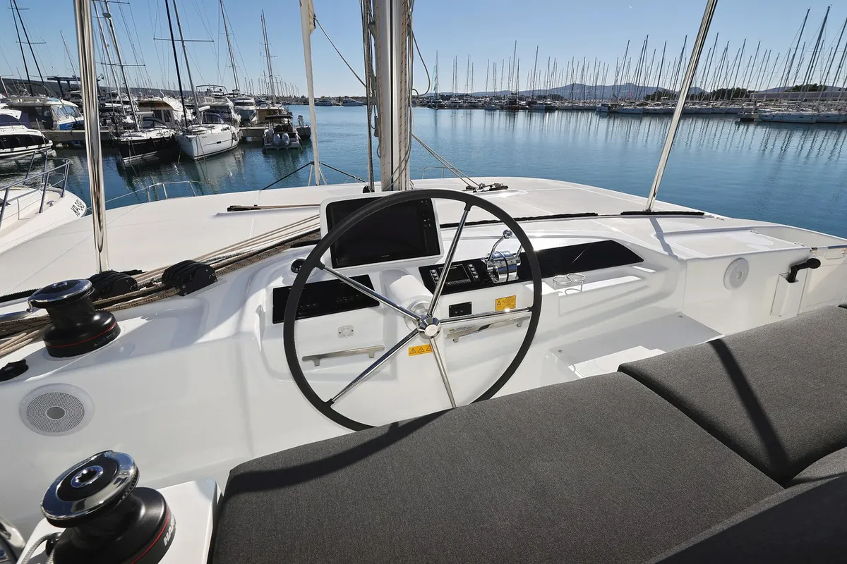 Cockpit of Magic Dream, a Lagoon 46 catamaran at Općina Sukošan, Croatia