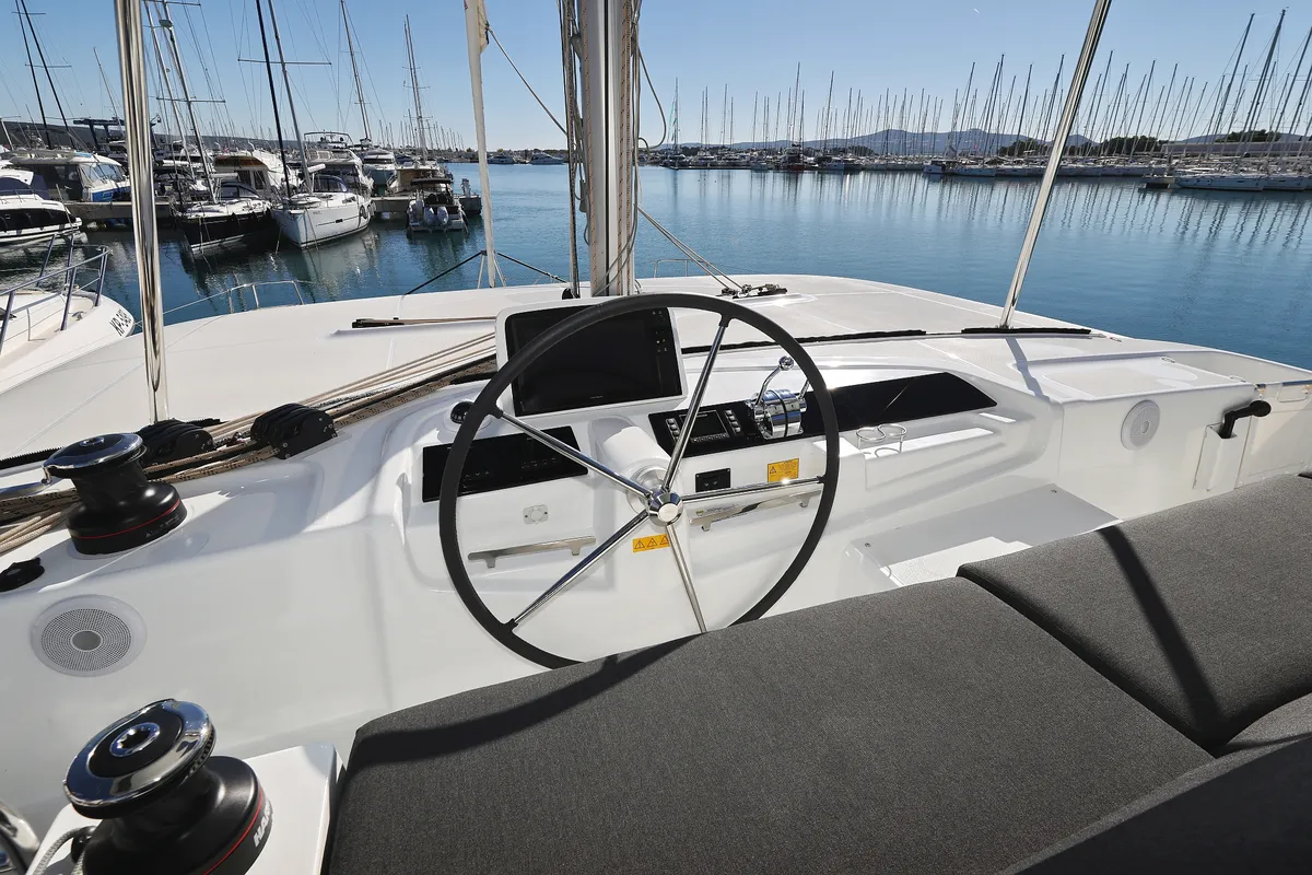 Cockpit of Magic Dream, a Lagoon 46 catamaran at Općina Sukošan, Croatia