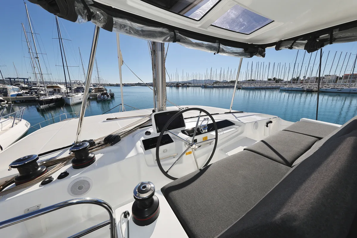 Cockpit of Magic Dream, a Lagoon 46 catamaran at Općina Sukošan, Croatia