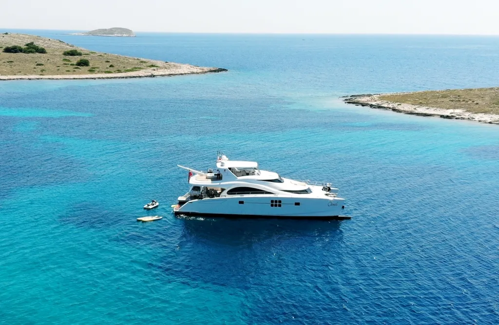 Exterior view of CLOUDS, a Sunreef 70 Power catamaran at Šibenik, Croatia