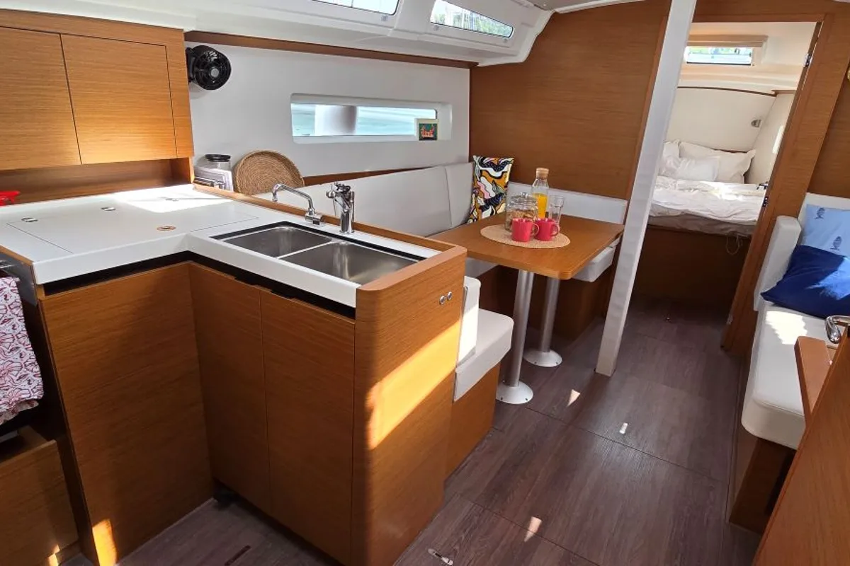 Galley of Princess Marija, a Jeanneau Sun Odyssey 380 sailboat at Grad Pula, Croatia