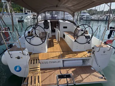 Cockpit of Princess Marija, a Jeanneau Sun Odyssey 380 sailboat at Grad Pula, Croatia