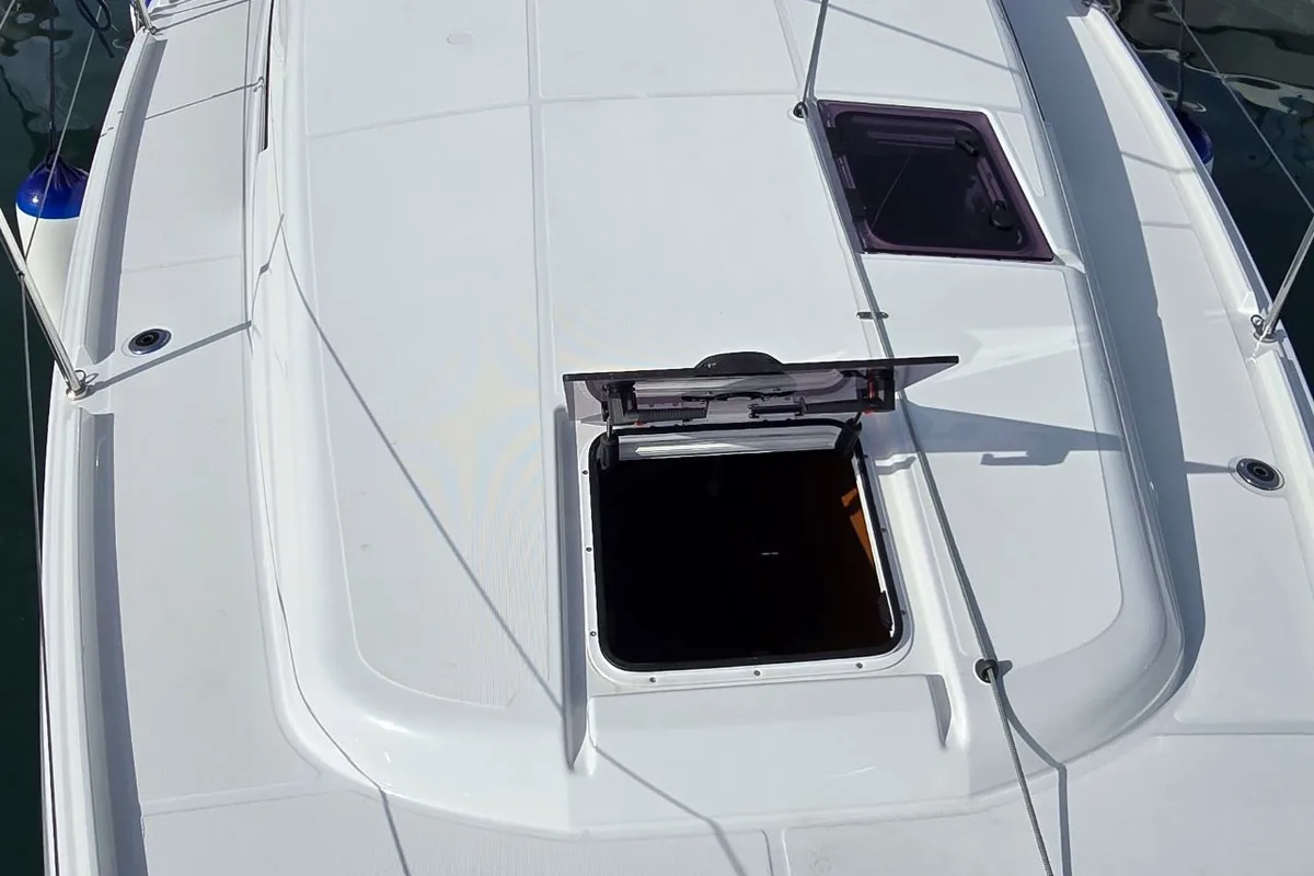 Deck of Princess Marija, a Jeanneau Sun Odyssey 380 sailboat at Grad Pula, Croatia