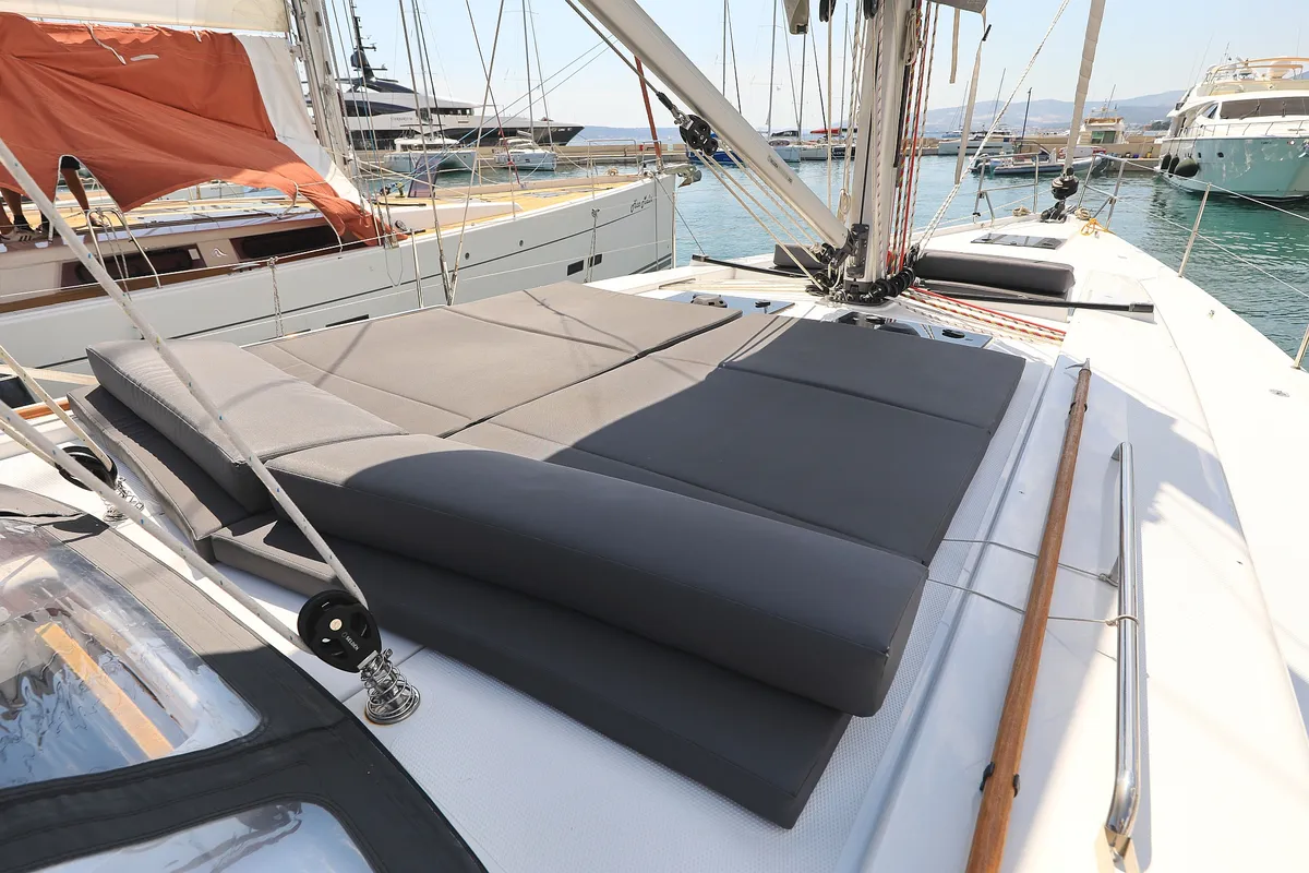 Deck of Attraction, a Hanse 508 sailboat at Seget Donji, Croatia