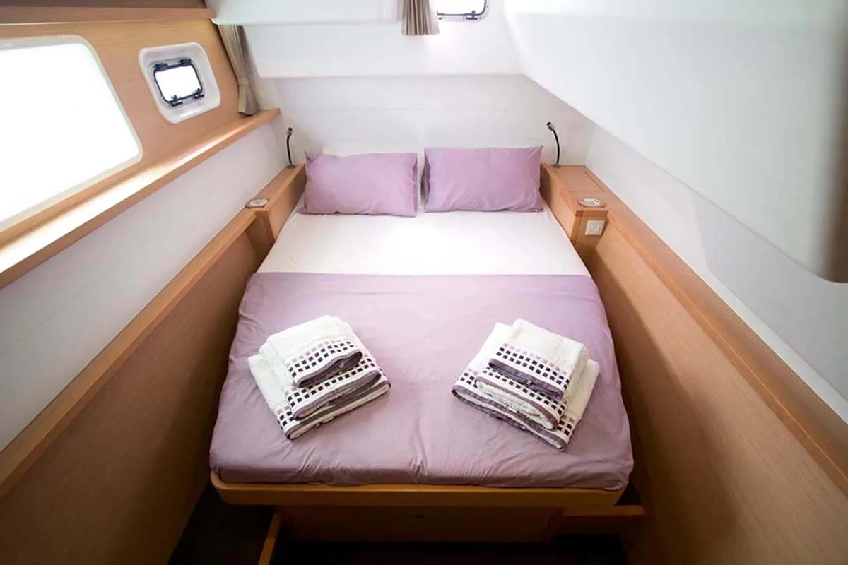 Cabin on Amelia, a Lagoon 450 catamaran at Athens, Greece