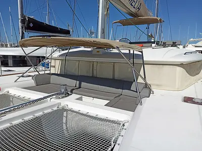 Salon of Amelia, a Lagoon 450 catamaran at Athens, Greece