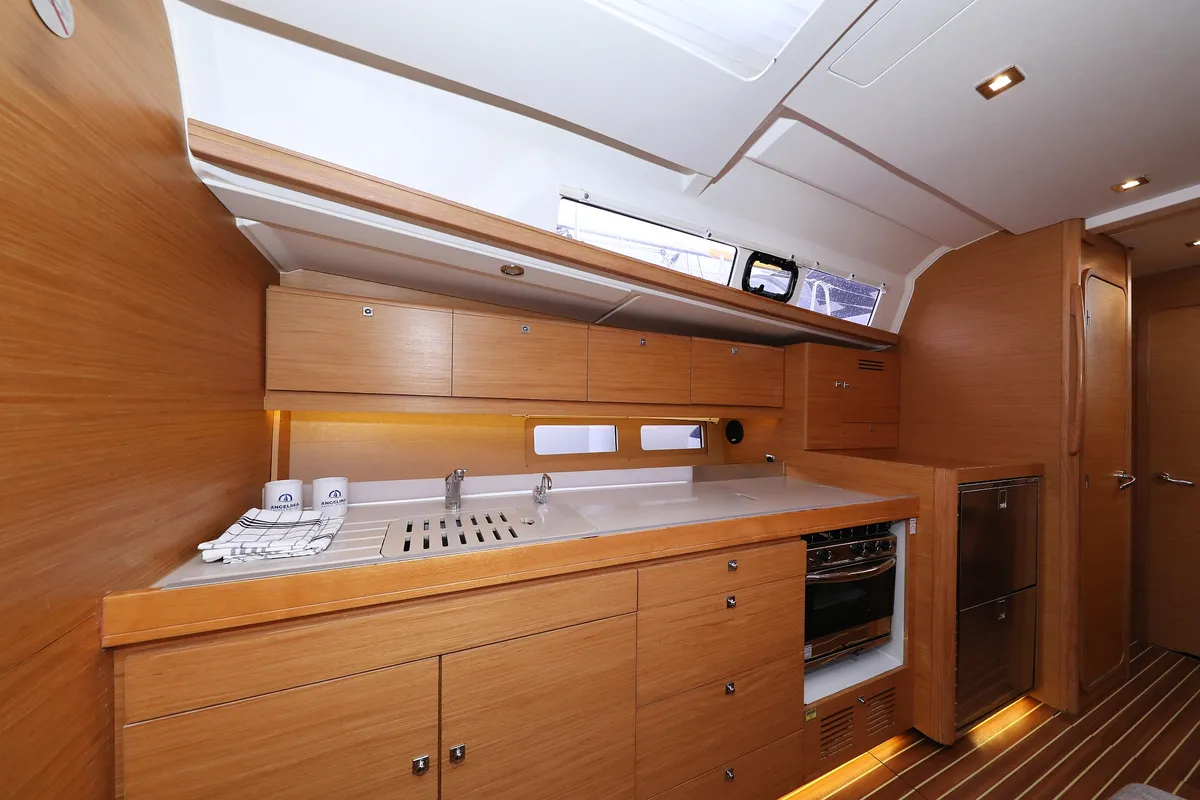 Galley of Santa Rosa, a Dufour 460 GL sailboat at Grad Trogir, Croatia