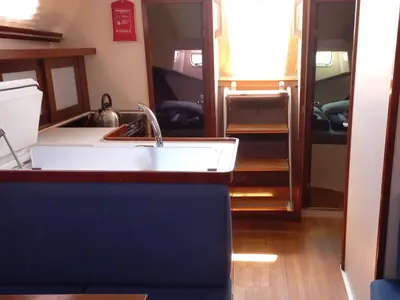 Salon of Baba Yaga, a Hanse 375 sailboat at Marmaris, Turkey