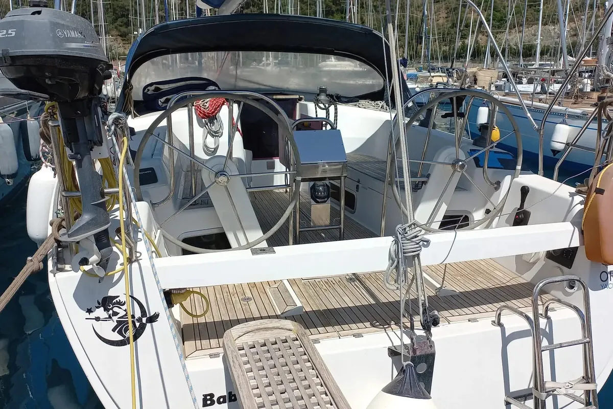 Cockpit of Baba Yaga, a Hanse 375 sailboat at Marmaris, Turkey