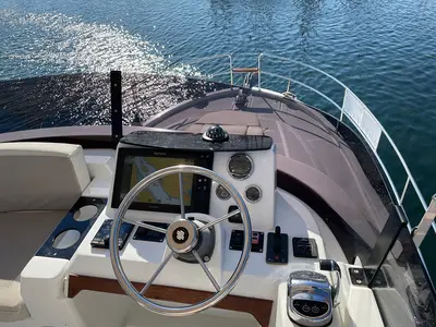 Cockpit of Max, a Beneteau Swift Trawler 35 motorboat at Biograd na Moru, Croatia
