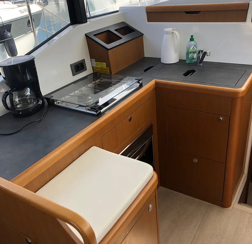 Galley of Max, a Beneteau Swift Trawler 35 motorboat at Biograd na Moru, Croatia