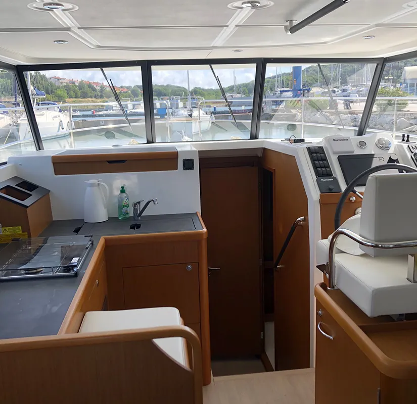 Galley of Max, a Beneteau Swift Trawler 35 motorboat at Biograd na Moru, Croatia