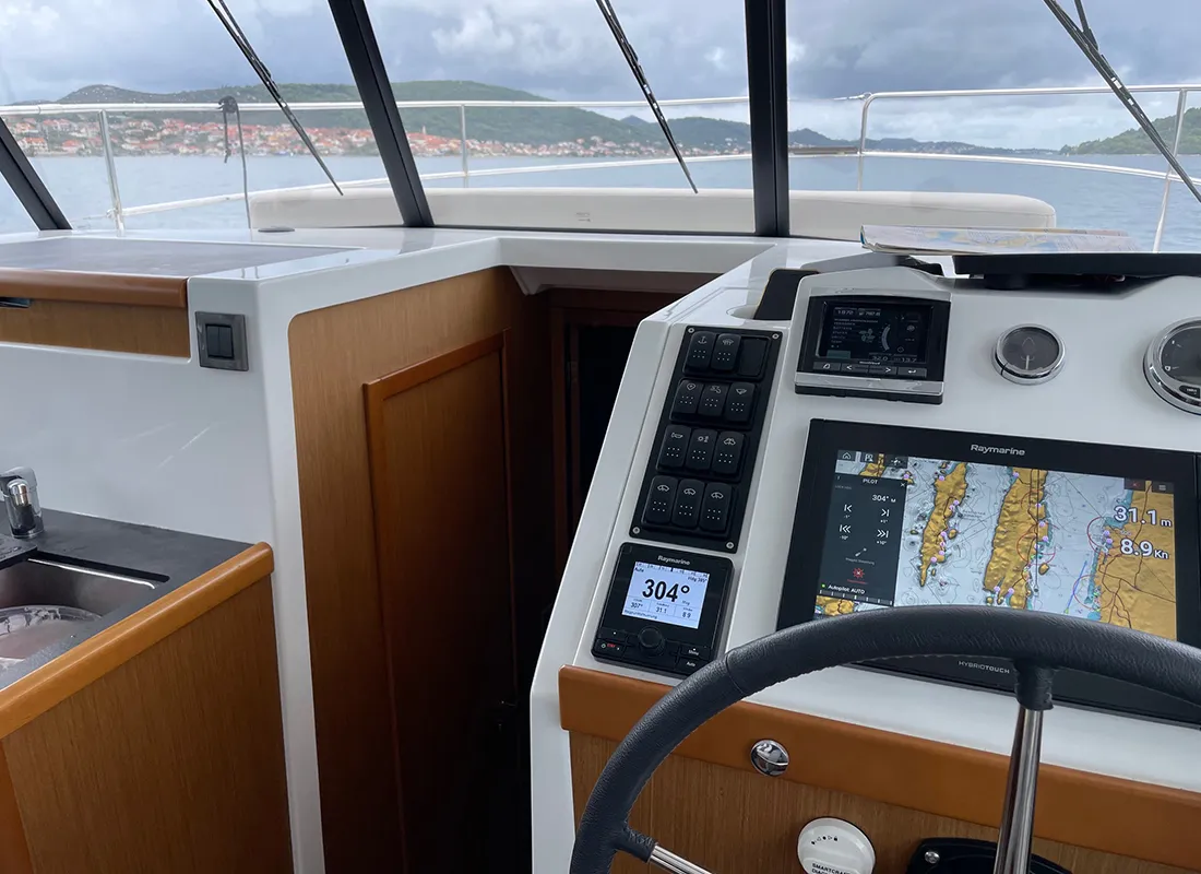 Cabin on Max, a Beneteau Swift Trawler 35 motorboat at Biograd na Moru, Croatia