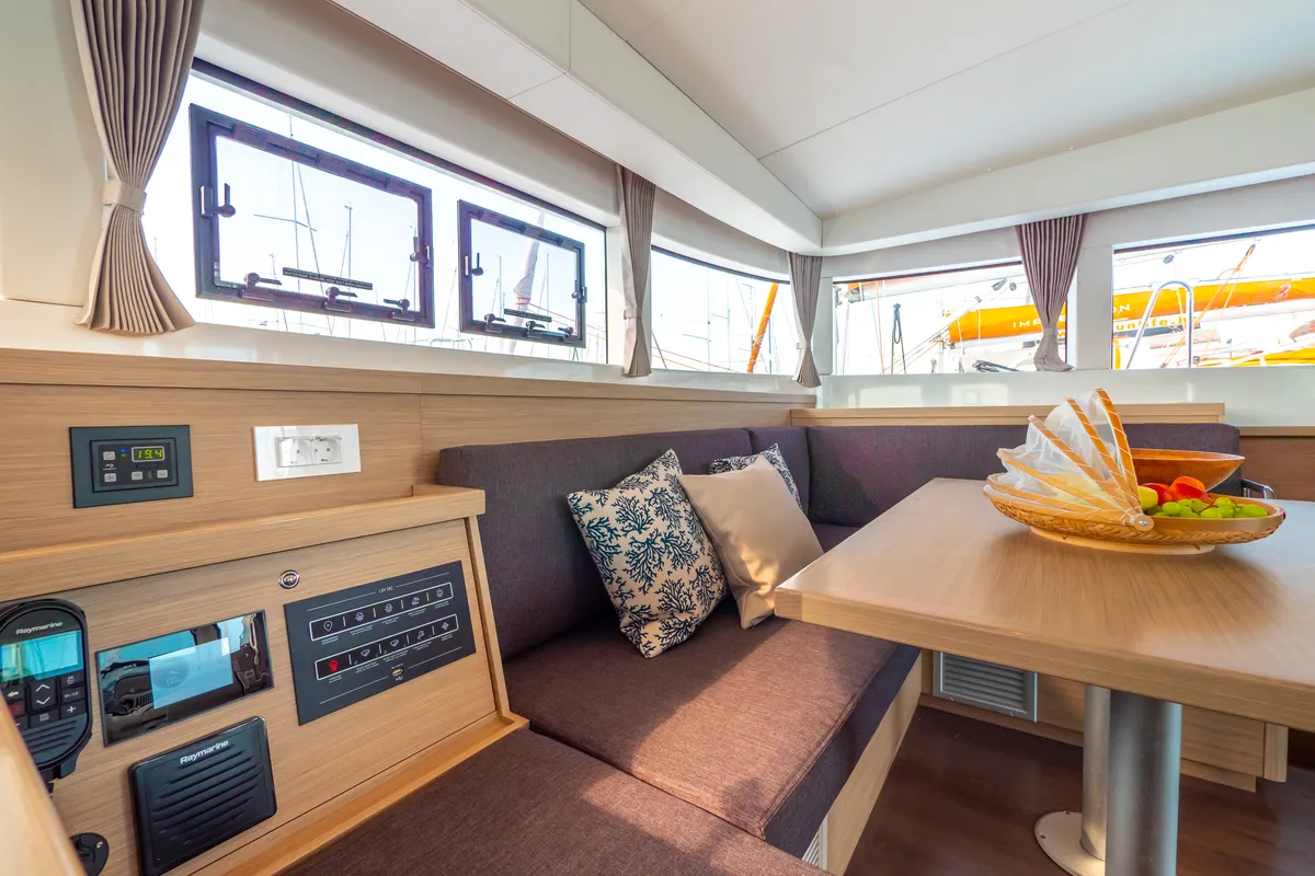 Salon of Osprey, a Lagoon 40 catamaran at Split, Croatia