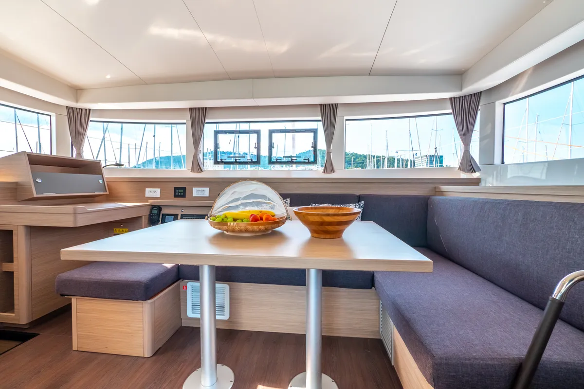 Salon of Osprey, a Lagoon 40 catamaran at Split, Croatia