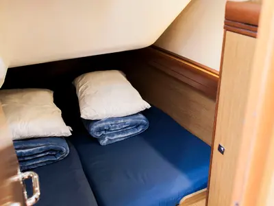 Cabin on Formica, a Jeanneau Sun Odyssey 36i sailboat at Preveza, Greece
