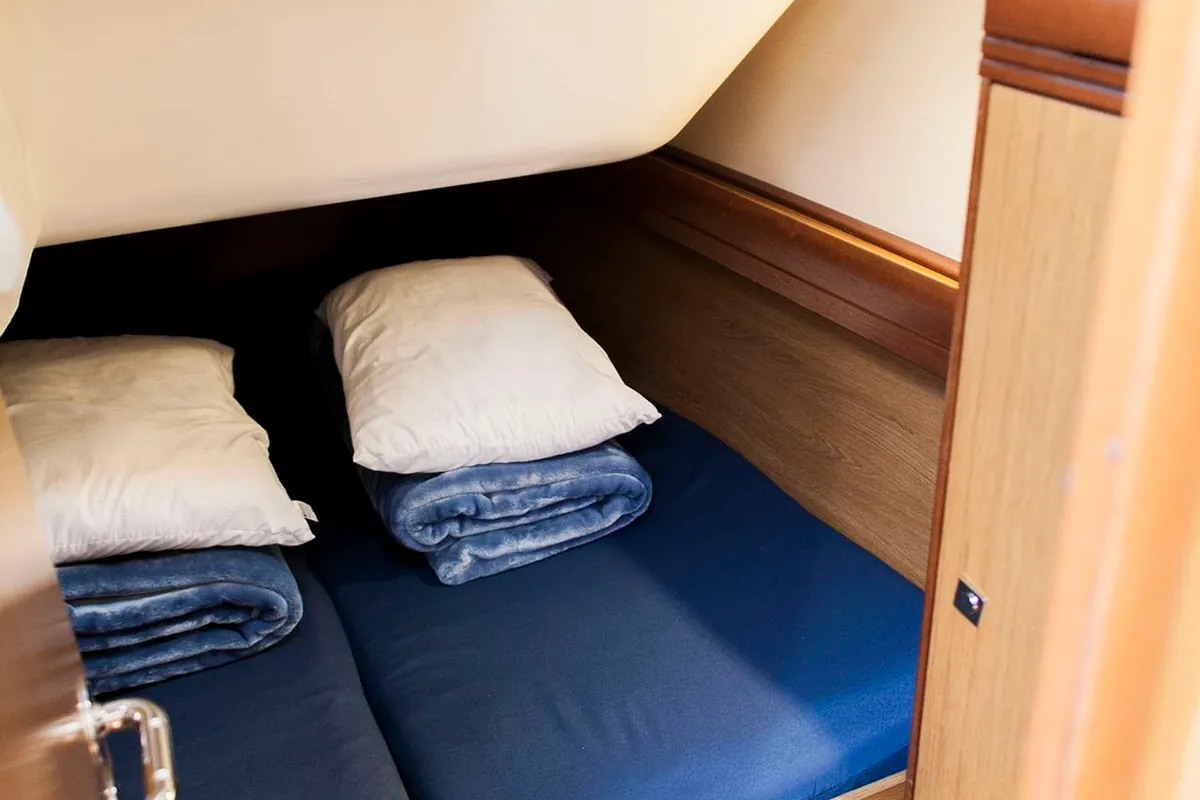 Cabin on Formica, a Jeanneau Sun Odyssey 36i sailboat at Preveza, Greece