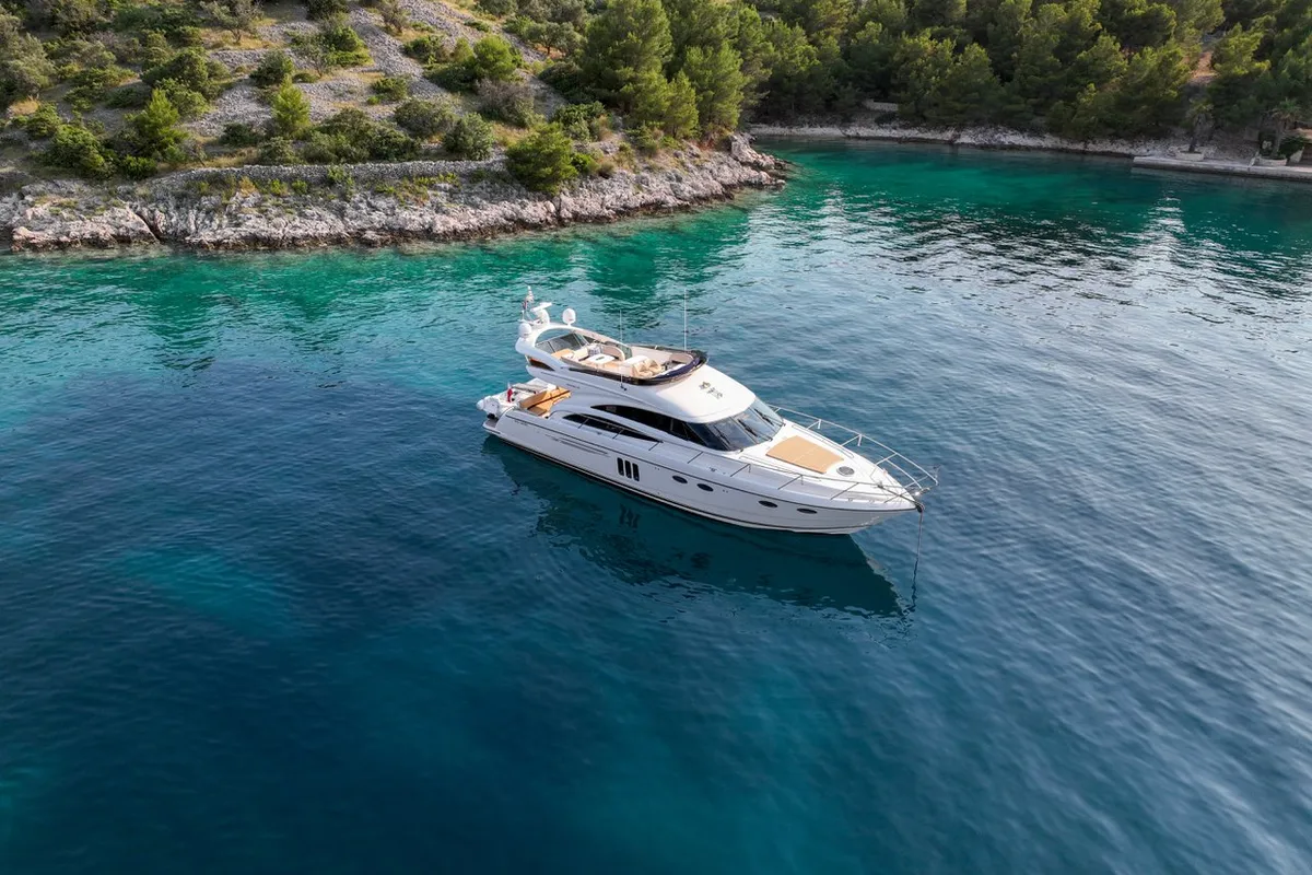 Anna Wo, a Princess 58 motor yacht at Grad Šibenik, Croatia