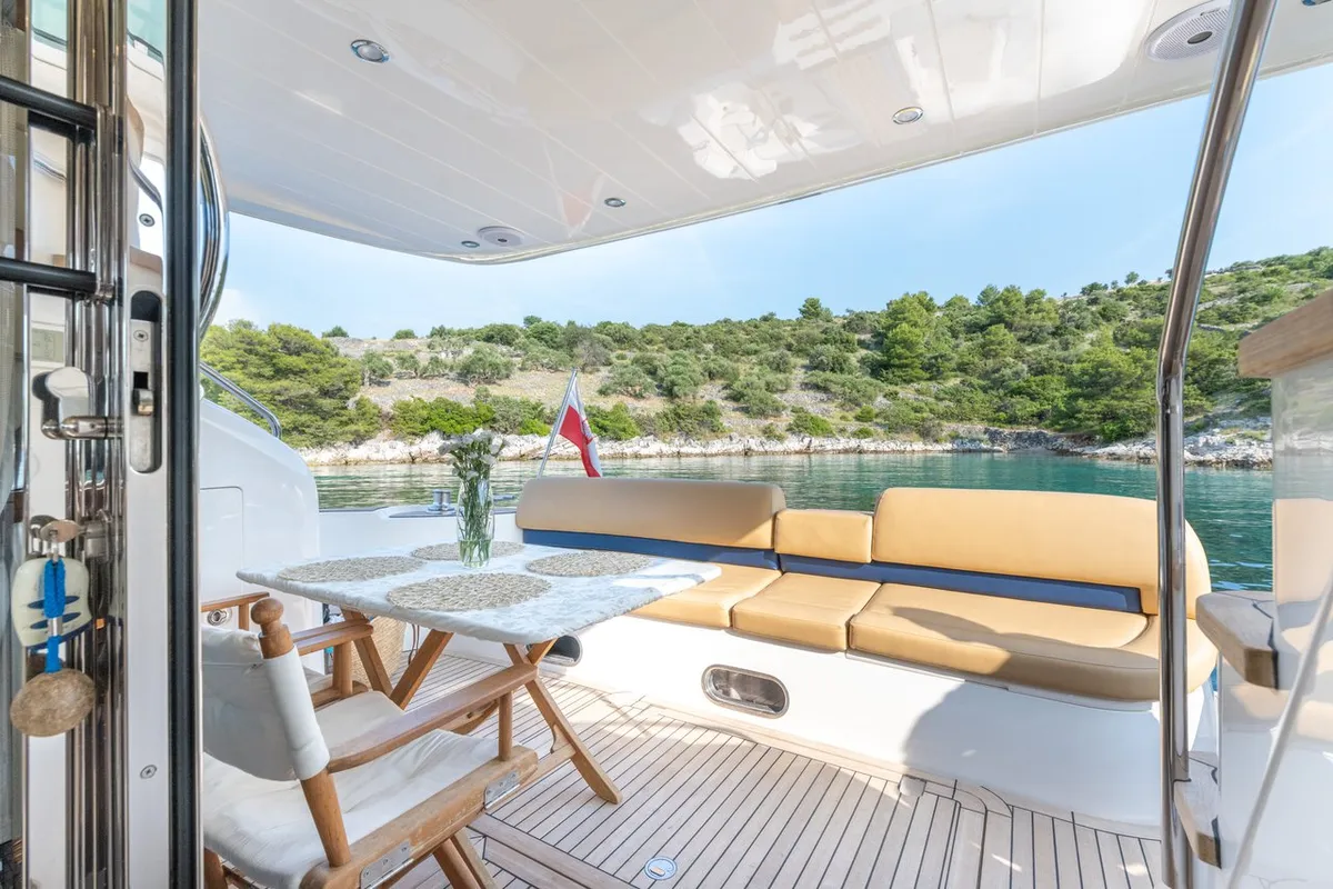 Anna Wo, a Princess 58 motor yacht at Grad Šibenik, Croatia