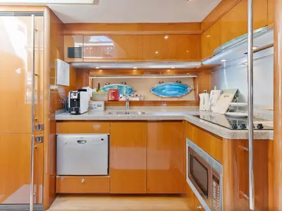Galley of Anna Wo, a Princess 58 motor yacht at Šibenik, Croatia
