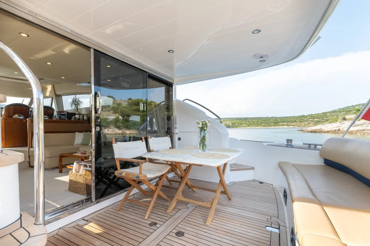 Anna Wo, a Princess 58 motor yacht at Grad Šibenik, Croatia