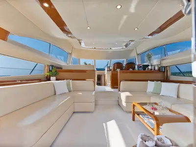 Salon of Anna Wo, a Princess 58 motor yacht at Šibenik, Croatia