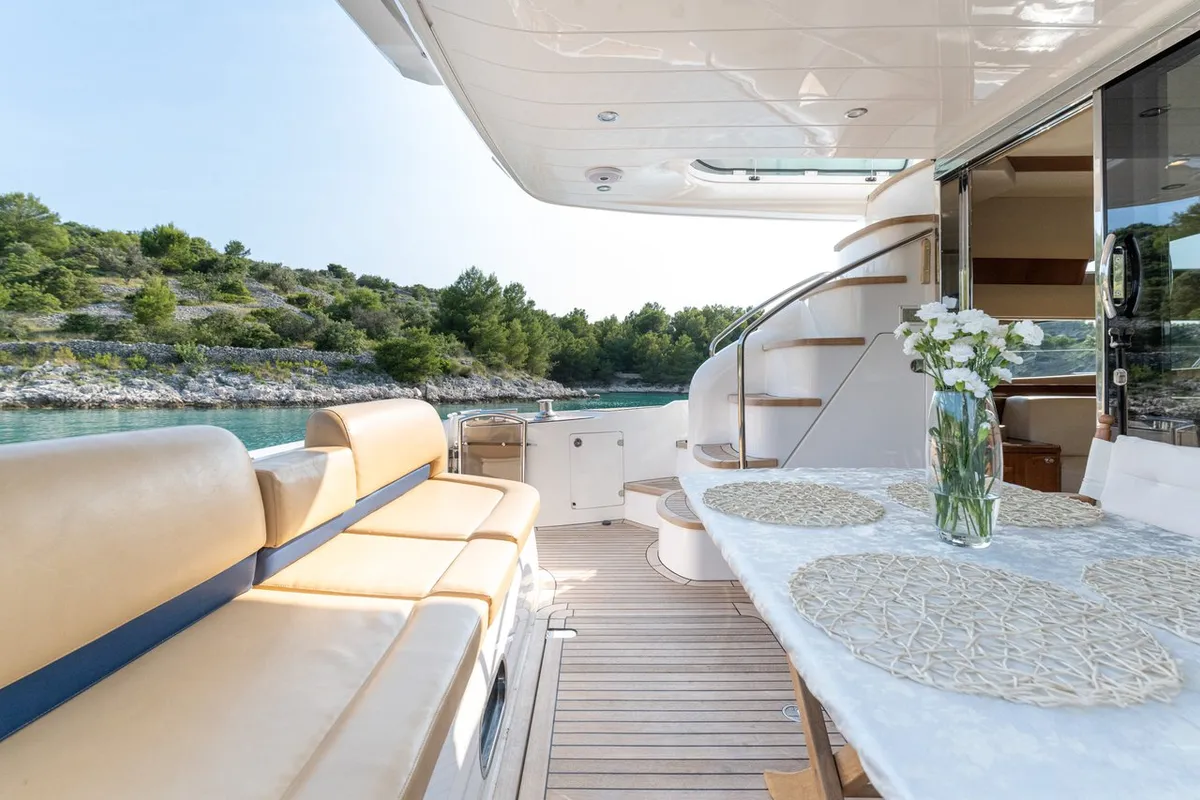Anna Wo, a Princess 58 motor yacht at Grad Šibenik, Croatia
