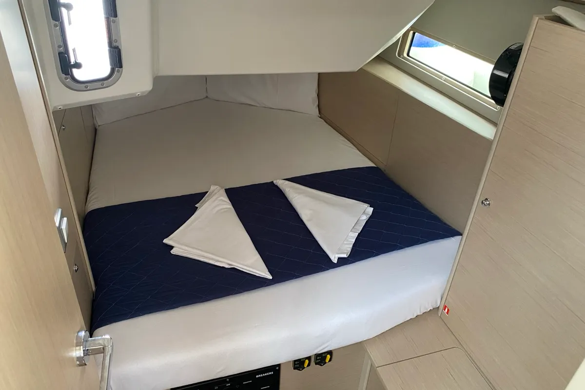 Cabin on Karma, a Beneteau Oceanis 40.1 sailboat at Olbia, Italy