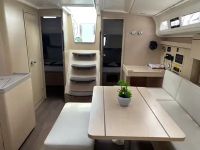 Salon of Karma, a Beneteau Oceanis 40.1 sailboat at Olbia, Italy