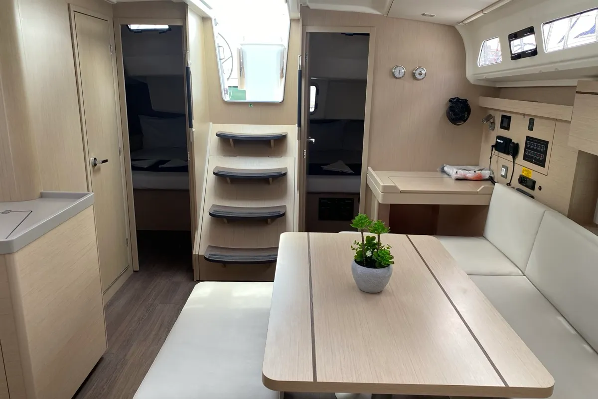 Salon of Karma, a Beneteau Oceanis 40.1 sailboat at Olbia, Italy