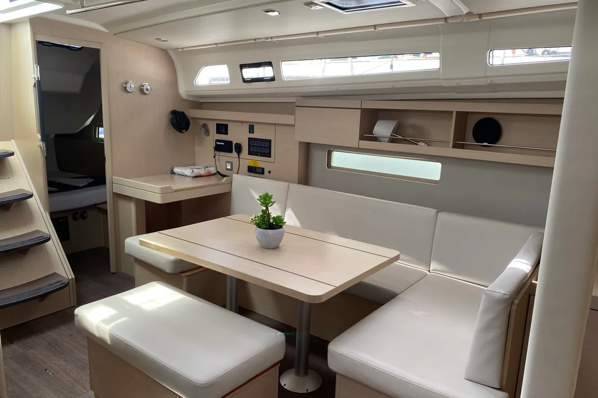 Salon of Karma, a Beneteau Oceanis 40.1 sailboat at Olbia, Italy