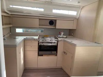 Galley of Karma, a Beneteau Oceanis 40.1 sailboat at Olbia, Italy