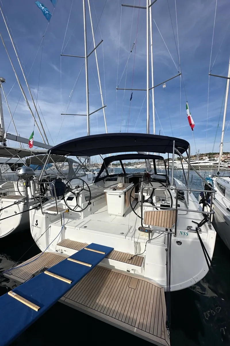 Exterior view of Karma, a Beneteau Oceanis 40.1 sailboat at Olbia, Italy