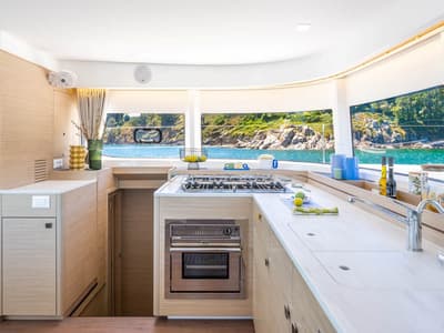 Galley of White, a Lagoon 43 catamaran at Salerno, Italy
