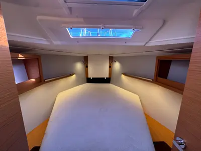 Cabin on Rhapsody, a Dufour 37 sailboat at La Rochelle, France