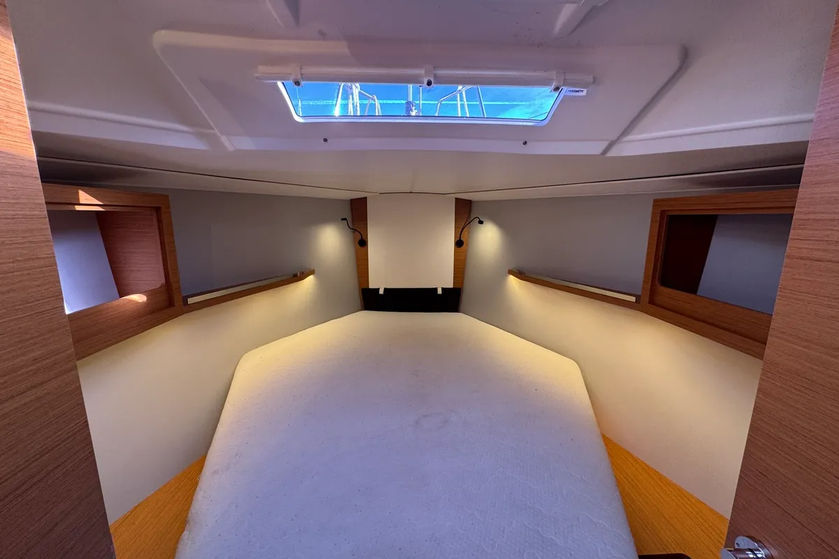 Cabin on Rhapsody, a Dufour 37 sailboat at La Rochelle, France