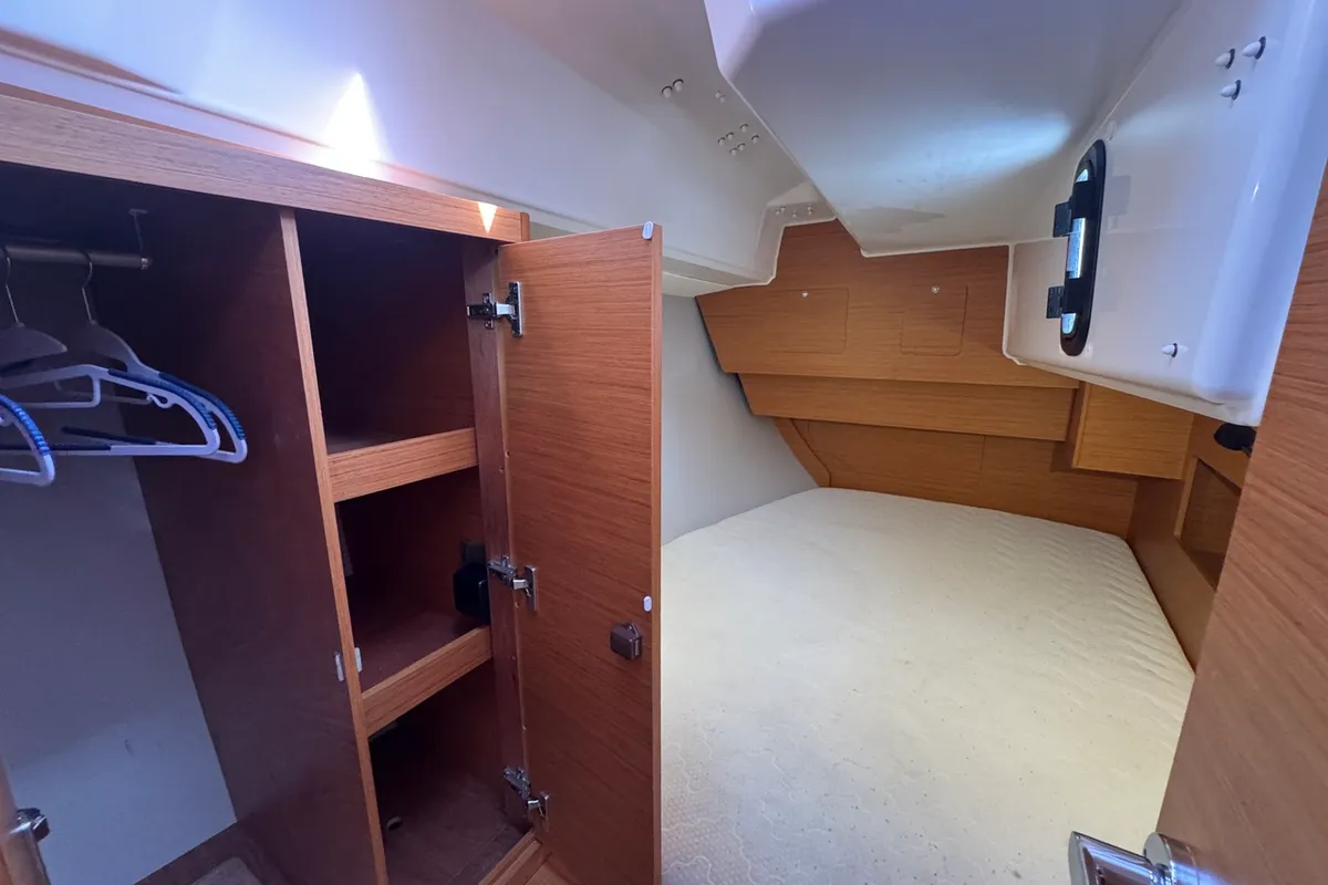Cabin on Rhapsody, a Dufour 37 sailboat at La Rochelle, France