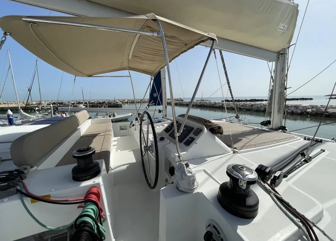 Salon of Zia Nella, a Lagoon 450 Fly catamaran at Grad Vis, Croatia