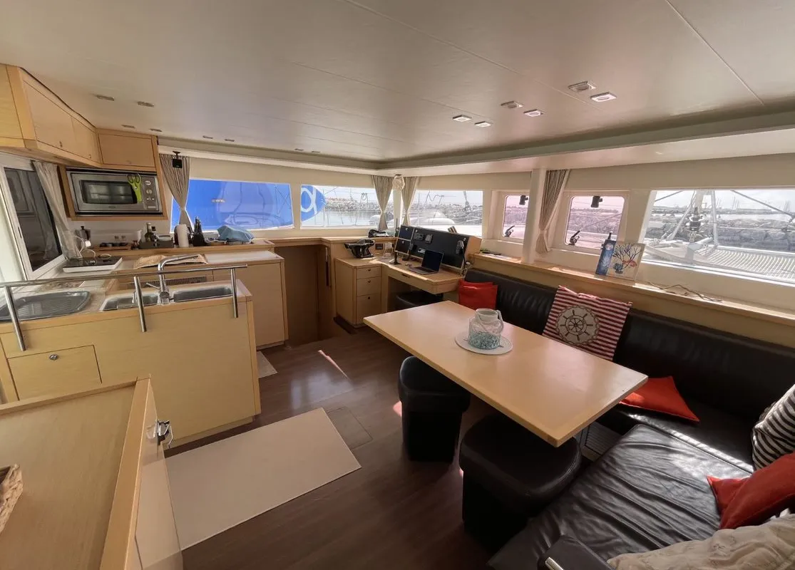 Salon of Zia Nella, a Lagoon 450 Fly catamaran at Grad Vis, Croatia