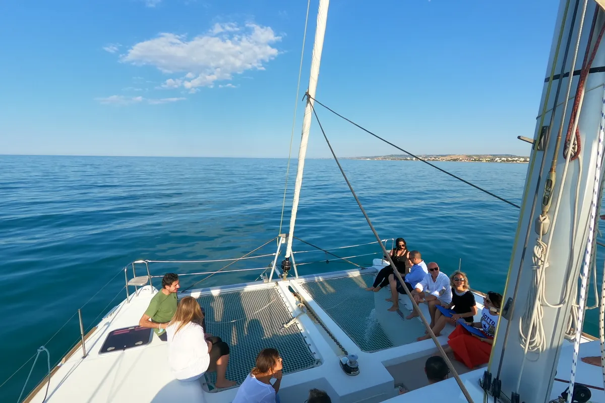 Deck of Zia Nella, a Lagoon 450 Fly catamaran at Grad Vis, Croatia