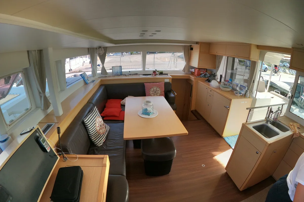 Salon of Zia Nella, a Lagoon 450 Fly catamaran at Grad Vis, Croatia