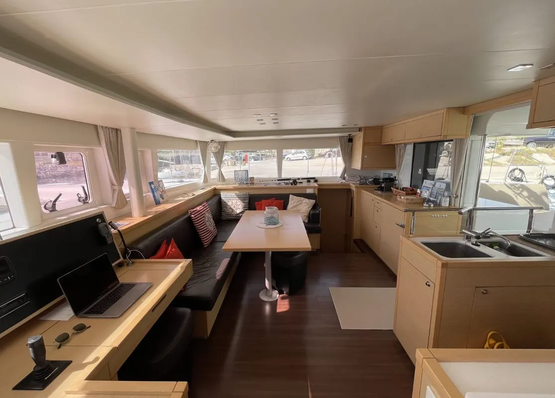 Salon of Zia Nella, a Lagoon 450 Fly catamaran at Grad Vis, Croatia