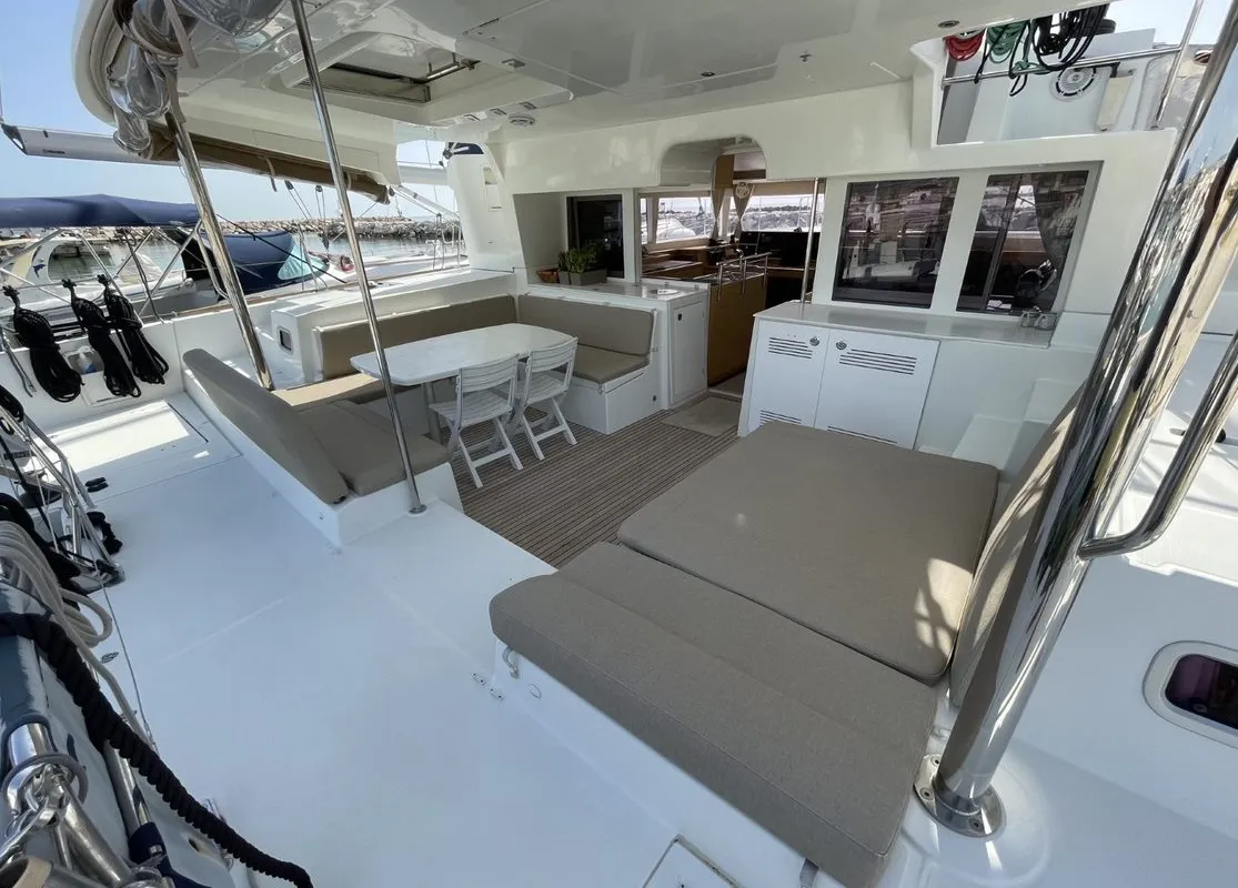 Salon of Zia Nella, a Lagoon 450 Fly catamaran at Grad Vis, Croatia
