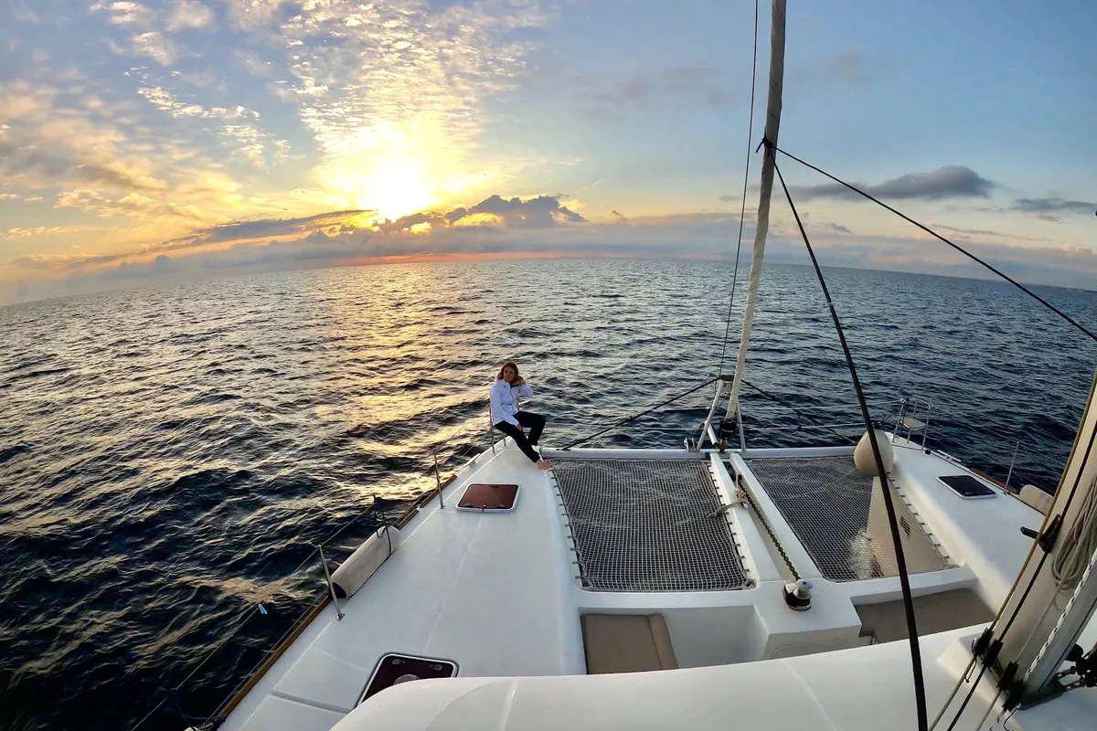 Deck of Zia Nella, a Lagoon 450 Fly catamaran at Grad Vis, Croatia