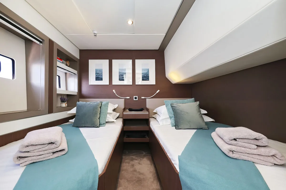 Cabin on Marea I, a Bali 5.4 catamaran at Grad Kaštela, Croatia