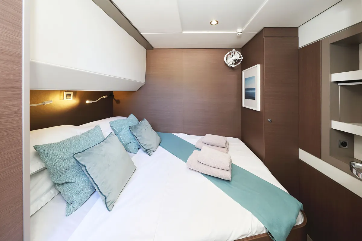 Cabin on Marea I, a Bali 5.4 catamaran at Grad Kaštela, Croatia