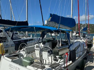 Deck of Hello Fun, a Jeanneau Sun Odyssey 419 sailboat at Road Town, British Virgin Islands