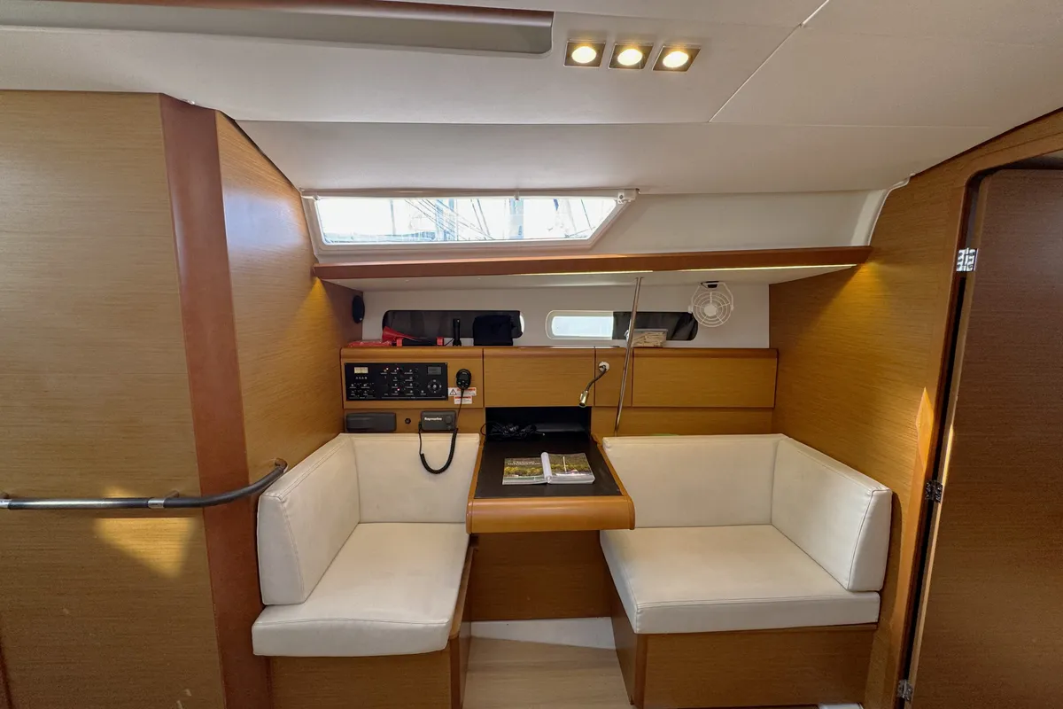 Salon of Hello Fun, a Jeanneau Sun Odyssey 419 sailboat at Road Town, British Virgin Islands
