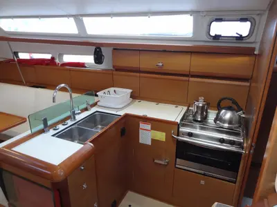 Galley of Hello Fun, a Jeanneau Sun Odyssey 419 sailboat at Road Town, British Virgin Islands