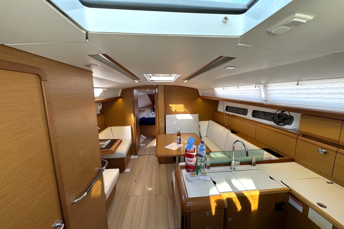 Salon of Hello Fun, a Jeanneau Sun Odyssey 419 sailboat at Road Town, British Virgin Islands